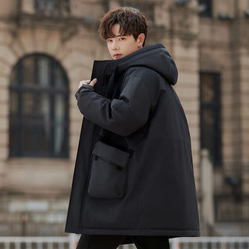 2900 new parka down jacket men's winter mid-length coat thickened fur integrated rabbit fur liner fashion brand