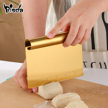 Stainless Steel Graduated Dough Cutter Scraper Multi-Purpose Rolling Board Scraper Baking Tool Rice Noodle Scraper