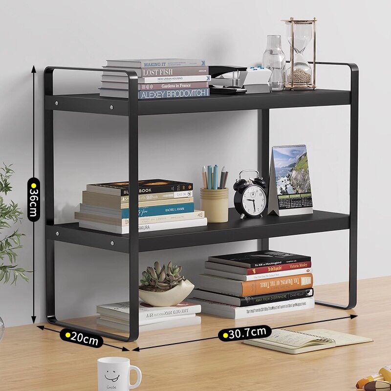 铁艺桌上书架学生宿舍收纳架子办公桌面置物架多层木置物架小书架