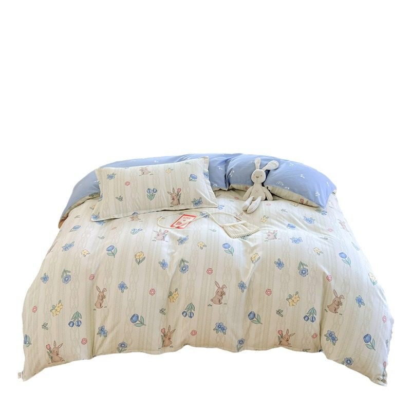 Autumn and Winter thickened full brushed four-piece set skin-friendly washed cotton three-piece set cotton bed sheet quilt cover live broadcast will sell gifts