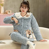 Winter monthly clothing three-layer cotton padded fleece-lined pajamas for pregnant women autumn and winter postpartum lactation home suit