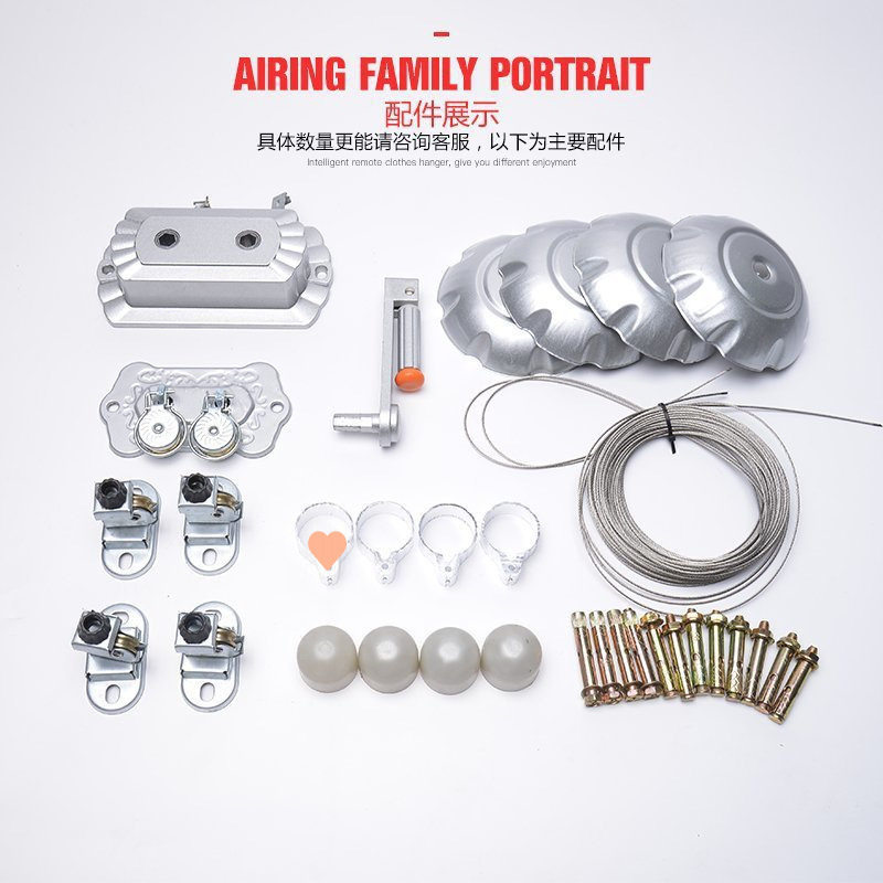 Balcony Clothes Drying Rack Lifting Hand-Cranked Automatic Double-Pole Stainless Steel Clothes Drying Rod Clothes Drying Rack One Piece Wholesale