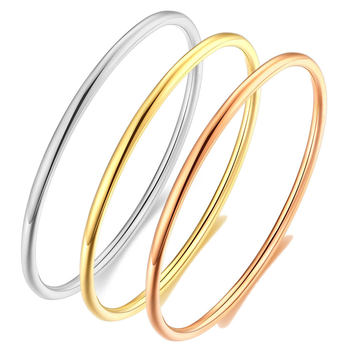 Cross-Border Hot Selling European and American Simple 2mm 3mm Glossy Coil Bracelet Plain Ring 18K Gold Simple Women's Bracelet Bracelet