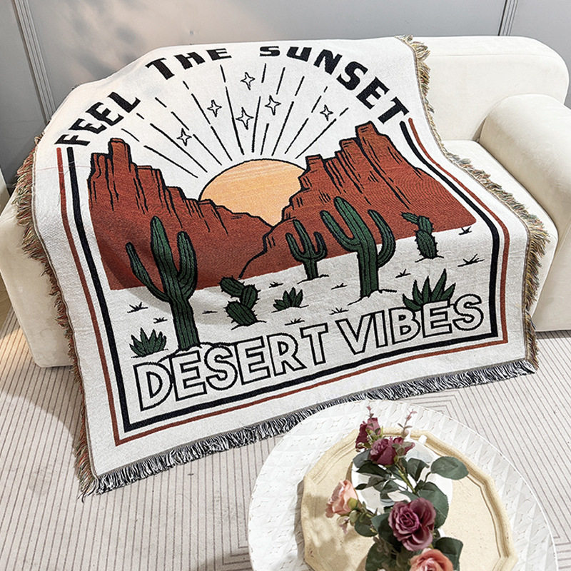 ins American camping light luxury style room bedroom living room thread blanket sofa cushion sofa blanket blanket decorative cover towel