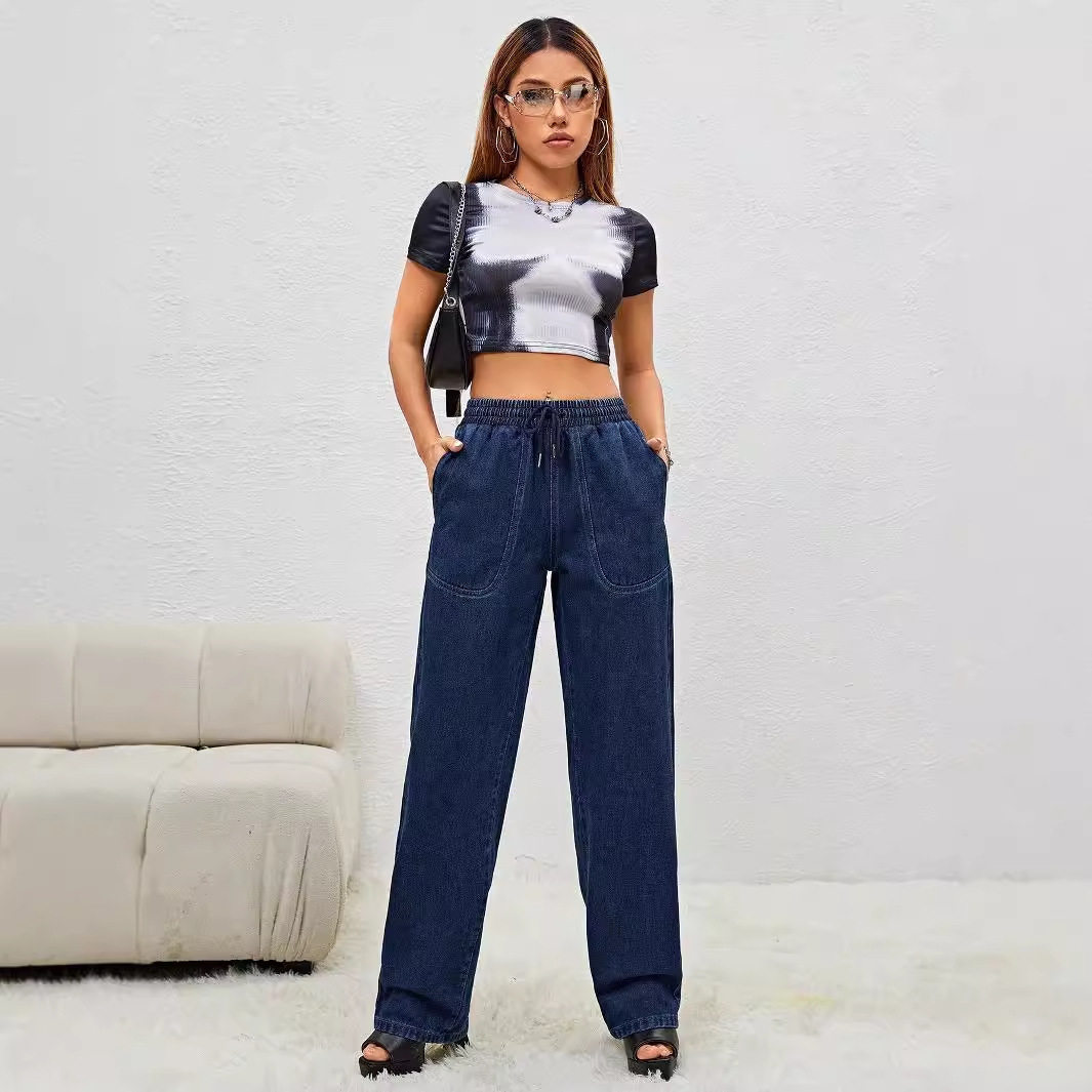 Womens Fashion Slim Fit Straight Leg Jeans New Style Comfortable Fabric Versatile for Casual Wear Wholesale Available