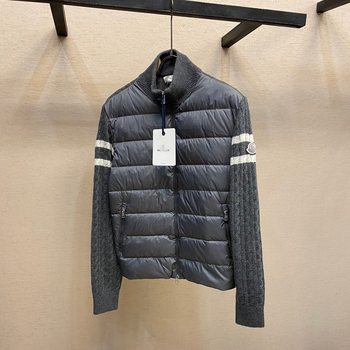 In-Stock M-Brand Stand Collar Zip-Up Striped Wool Jacket Coat Unisex down Jacket