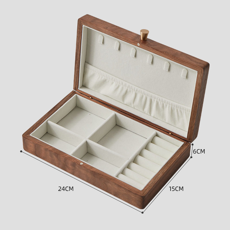 Black Walnut Solid Wood Jewelry Box Storage Box Exquisite High-end Jewelry Ring Earrings Gold Jewelry Jewelry Storage Box