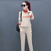 Fleece-lined Thickened Casual Sports Suit Women's Winter Clothing New Printed Sweater Warm Pants Slimming Two-piece Set Trendy