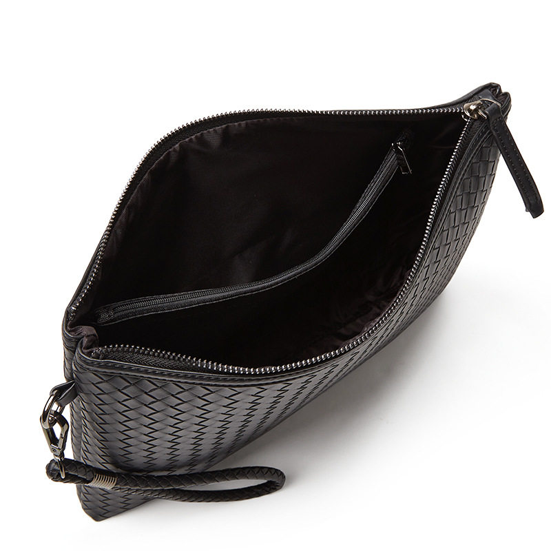 2022 New woven leather clutch men's wallet soft handbag large capacity mobile phone bag business underarm bag
