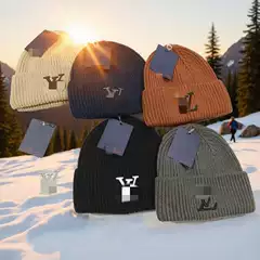 New Embroidered Korean Style Autumn and Winter Fashion Woolen Hat, Knitted Hat with Embroidered Letters, Round Top Embroidered Warm Hat