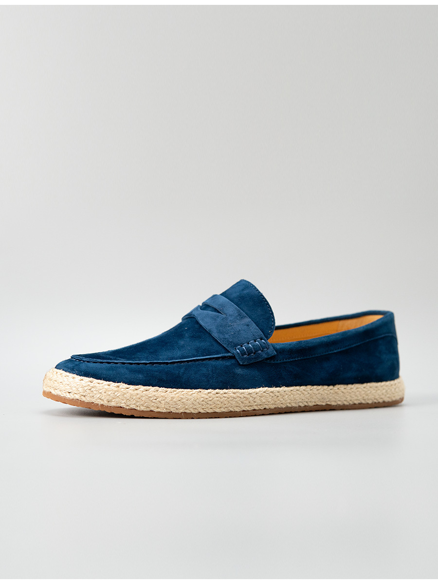 Giày lười nam Luofan chất liệu cashmere, đế cói đan thủ công, không dây, đa năng — màu đen, Màu xanh dương, màu xám, Xanh lá cây