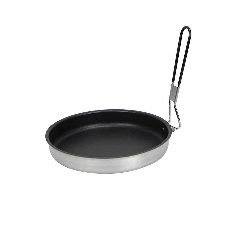 Outdoor Folding Portable Aluminum Alloy Frying Pan Steak Frying Pan Camping Cookware Non-stick Coated Baking Pan Wok
