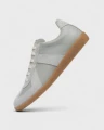 Gray leather brown bottom
