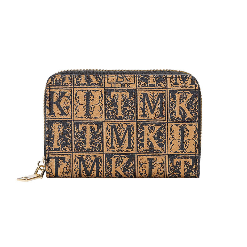 Taoyin*2024 New European and American Elegant Retro Letter Print Small Card Bag Girls Small and Easiest for Match Coin Purse