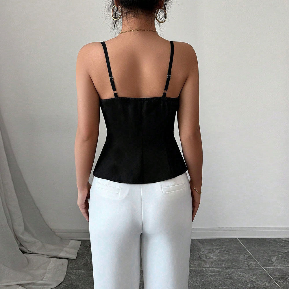 Womens Hollow Out Slim Fit Cami Top Summer Style Waist Defining Lightweight Fabric Wholesale Available