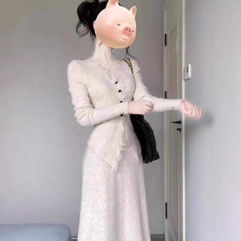 French Knitted Suit Dress for Women 2025 New Late Autum and Early Winter Complete Set of High-End Autum Wear