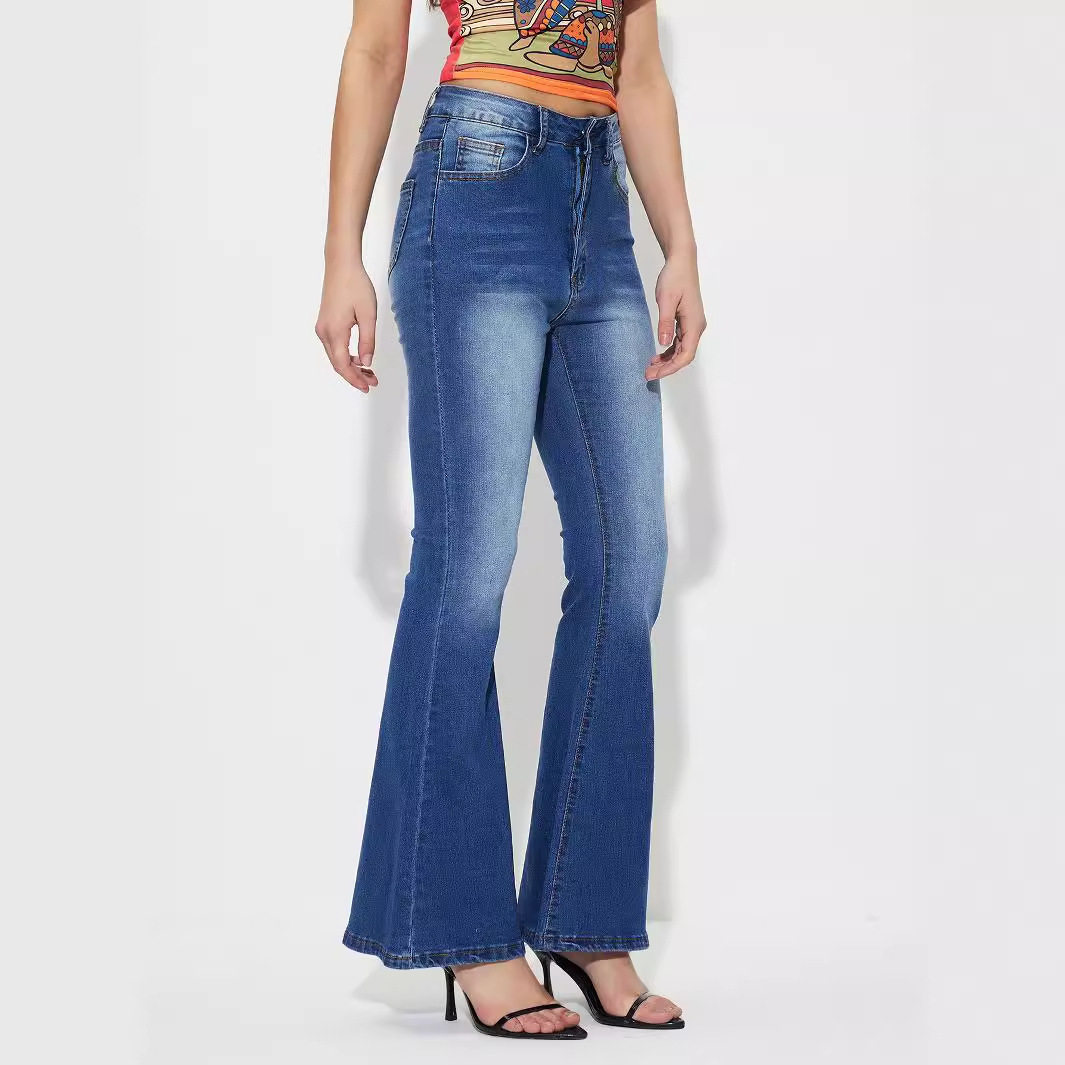 High Stretch Flared Jeans Casual Style Versatile Fit Womens Apparel Perfect for Everyday Wear Ready to Ship