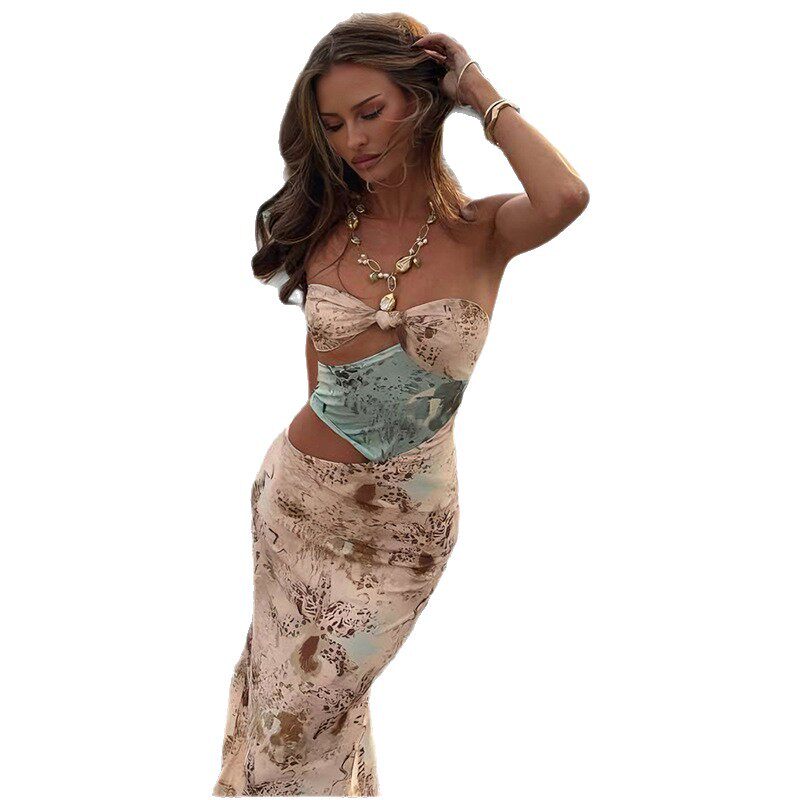 Summer Womens Dress Fashionable Floral Print Unique Patchwork Sexy Hollow Out Bodycon Fit Perfect for Parties and