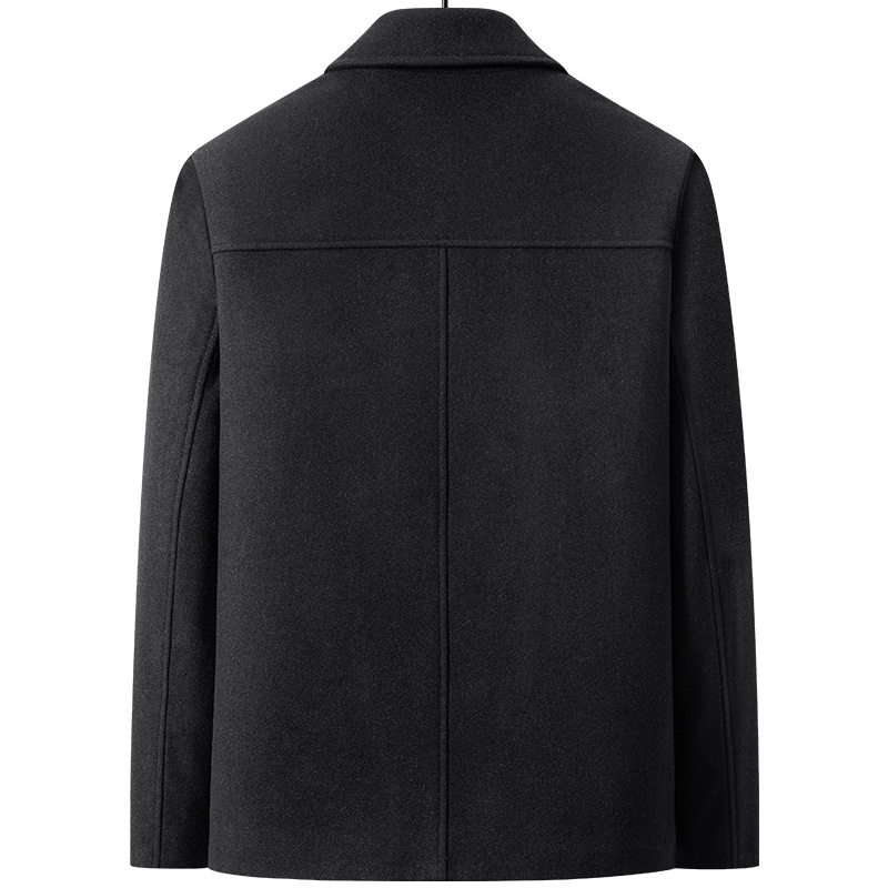 Mens Wool Blend Jacket Casual Style Lapel Collar Warm Fabric Autumn Winter Collection for Middle Aged Men
