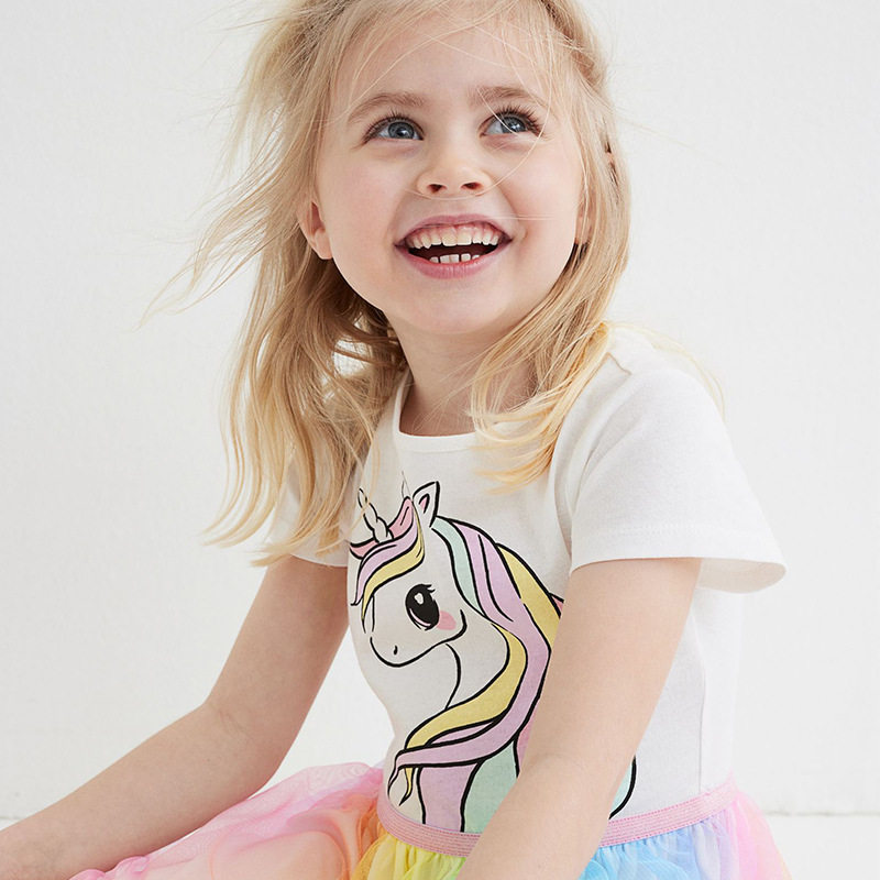 Girls' Skirt, Summer Princess Dress, Unicorn Tulle Cotton Girls' Dress