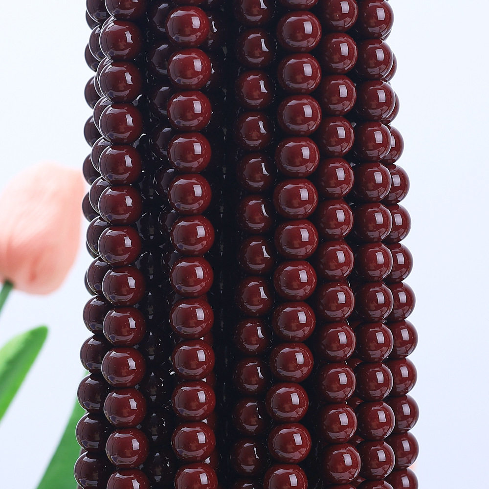 玻璃仿玉圆珠纯色散珠手工diy玉髓手链项链散珠子琉璃珠饰品配件