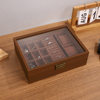 Spot Wooden Watch Jewelry Storage Box Cross-Border Wholesale Window-Opening Black Walnut Watch Box Dust-Proof with Lock High-End Gift