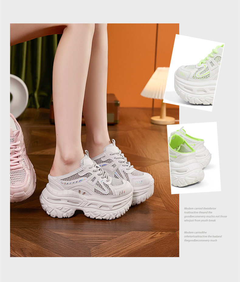 Sandal cao gót nữ hở mũi quai ngang đế dày, gót siêu cao 8 cm, phong cách trẻ trung — Trắng, Xám, Hồng chi tiết 3