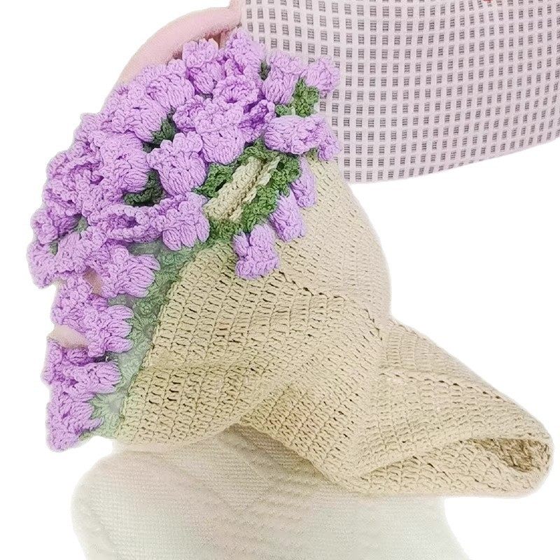 Hand Knitted DIY Rose Bouquet Blanket Material Package Wool Ball Crocheted Flower Blanket Flower Crochet Lily of the Valley Flower