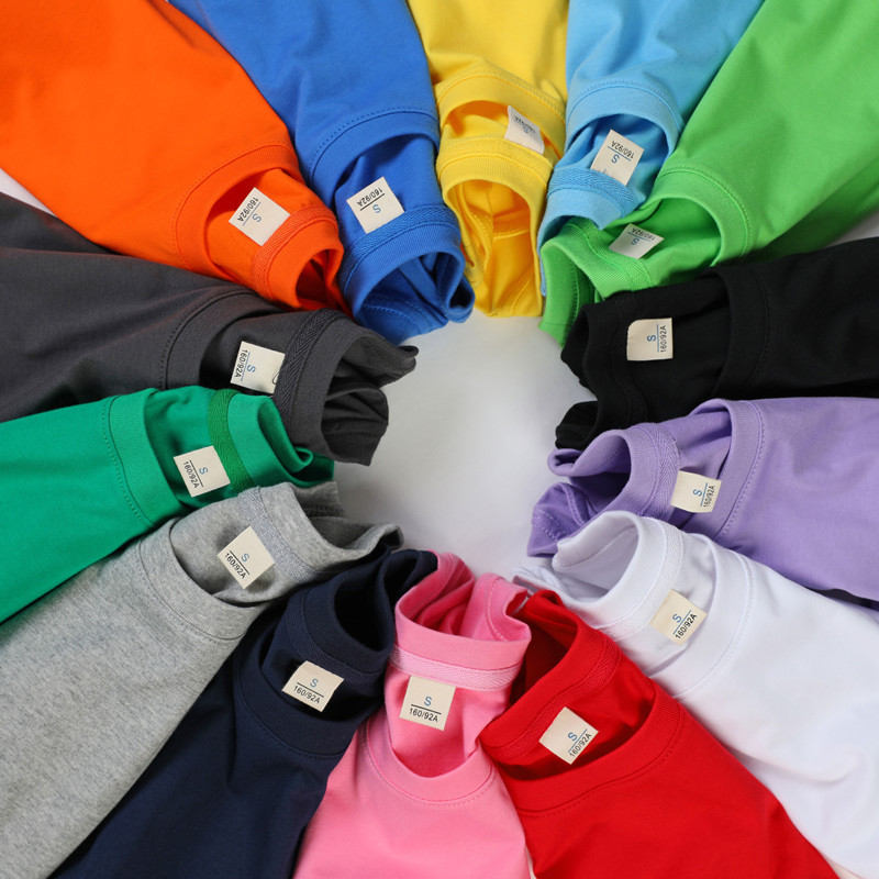 Children's Loose-Fitting Round-Neck Pure Cotton Solid Color Sweat-Absorbent Short-Sleeve T-Shirt for Summer, Suitable for Older Boys and Girls, Half-Sleeve Top for Young Children