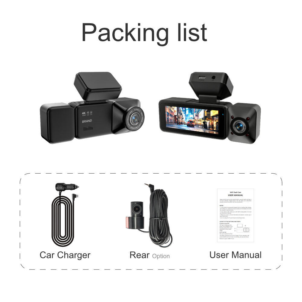 A6706 Amazon 2025 New Model 4K+1+1 Triple Lens 3inch Screen Ultra-Clear Driving Recorder