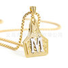Cross-Border New In-Stock Denim Jewelry Letter Pendant Copper Plated with 14K Gold Necklace with 26 Letter Embossing
