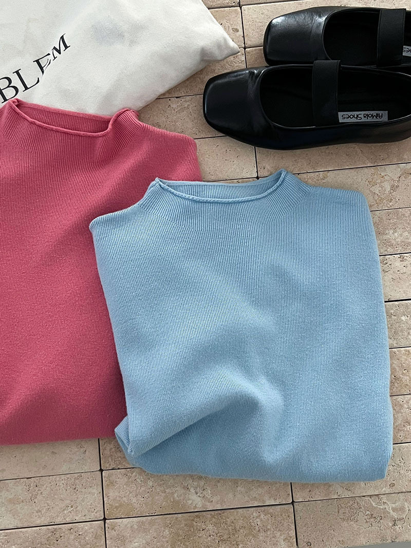 鹿西百搭柔软亲肤毛衣打底衫女秋冬半高领纯色针织衫T恤上衣ss848