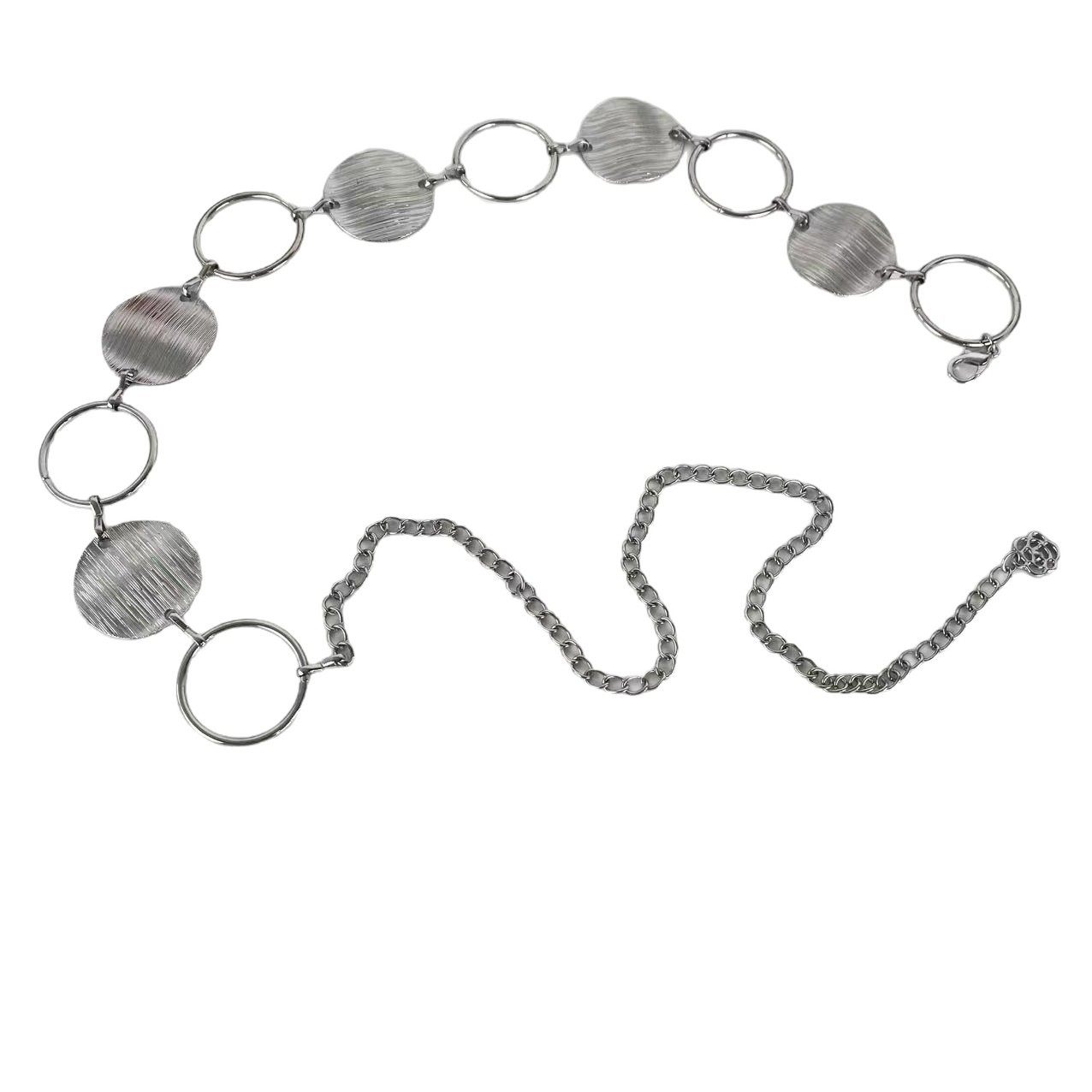 New Hot Selling Personalized Geometric Ring Splicing Metal Waist Chain for Women Hip-Hop with Skirt Hollow Body Chain Accessories
