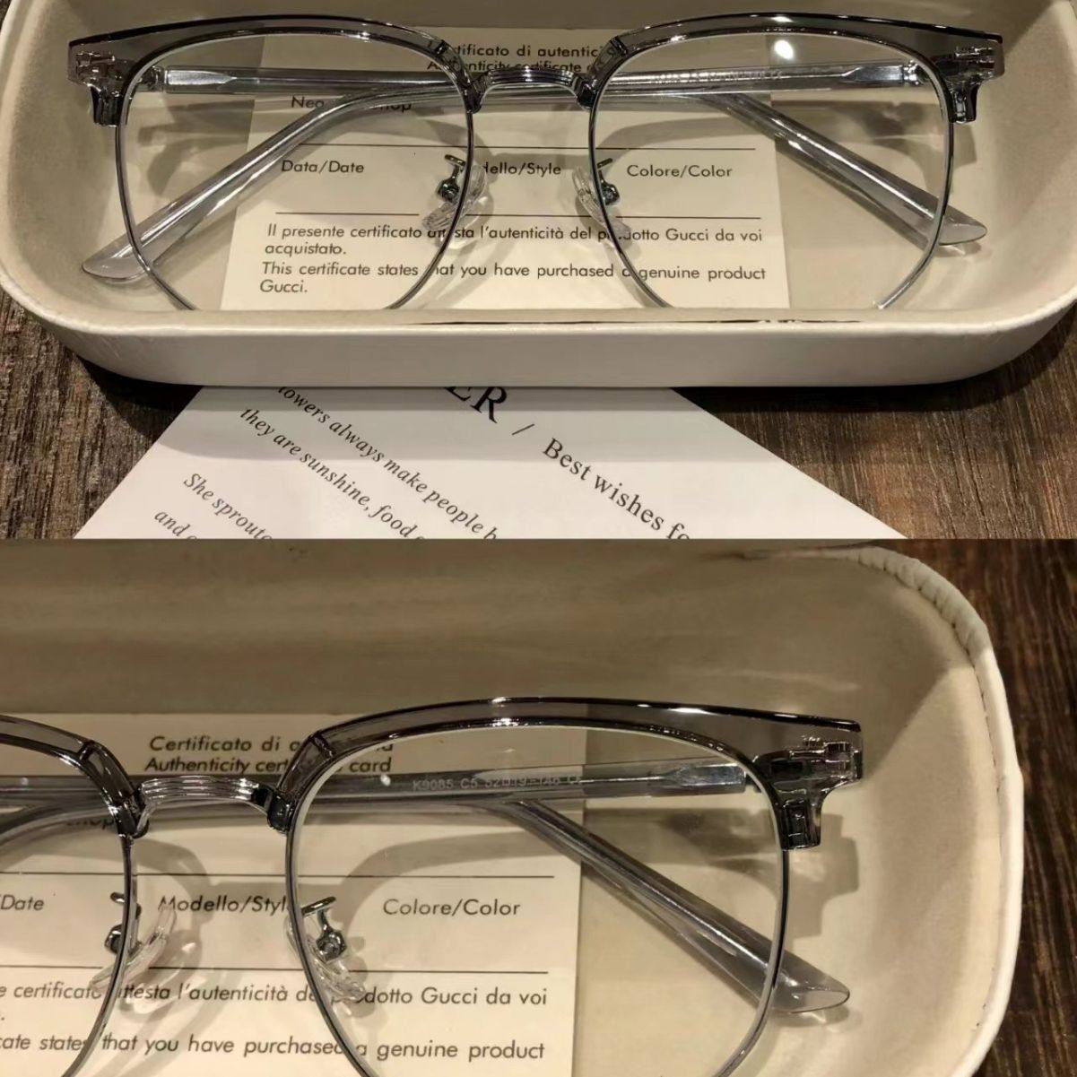 Mirrors Half-frame Short-sighted Eye Frame Men's Transparent Coconut Grey Eyebrow Frame Anti-blue Light Eye Plain Mirror Women's 2204