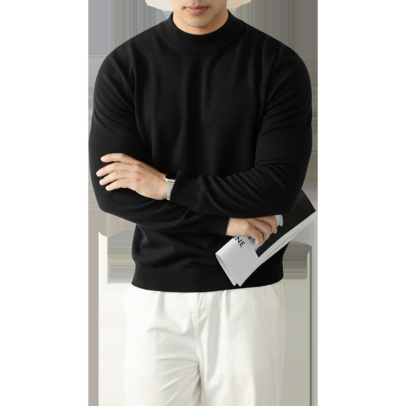 【远红外发热】绵羊毛莫代尔抗起球保暖半高领毛衣男士秋冬内搭