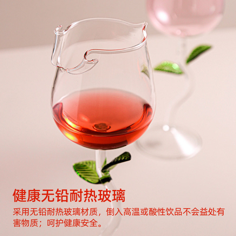 Online celebrity ins style creative rose red wine glass wholesale high-end light luxury glass wine glass goblet suit