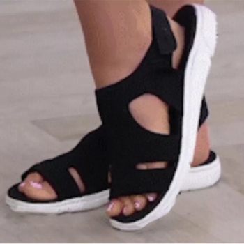 In-Stock Independent Site 2025 Summer New Women's Sandals with Velcro, Breathable Flat Fly-Knit European and American Large Size Sandals