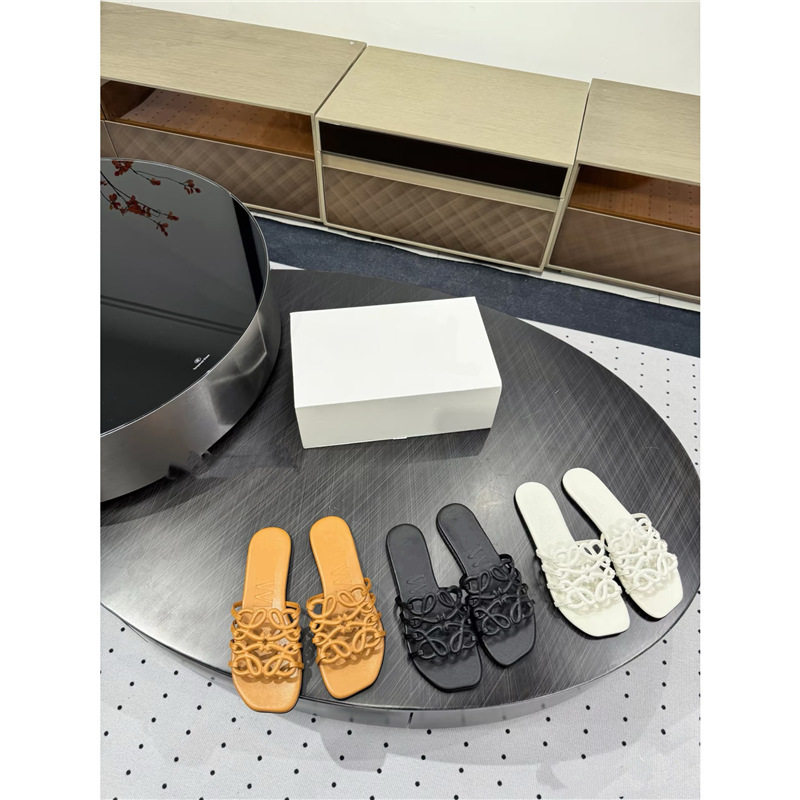 [Luojia Top Version] Cowhide Hollow Sandals Women's Summer Flat Slippers Fashionable and Easiest for Match Casual Beach Shoes