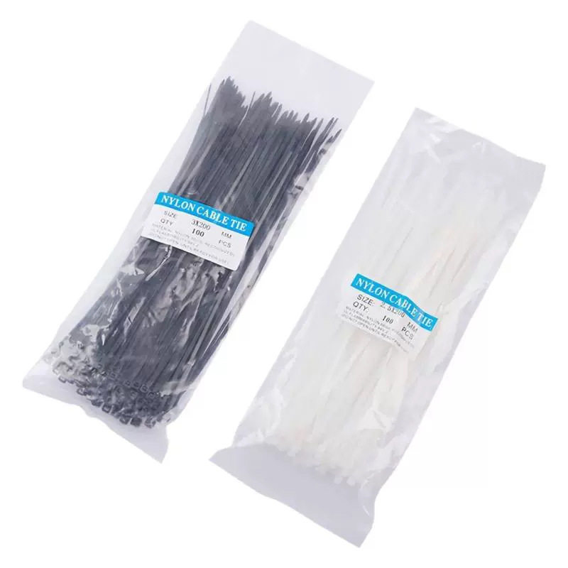 Self-Locking Nylon Cable Ties 100 Pieces Per Pack Fixed Plastic Strong Cable Ties Binding Cable Ties Black and White