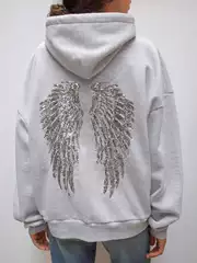 European and American Cross-Border 2025 Autumn and Winter New Women's Clothing Amazon Fashion Versatile Solid Color Wing Sequin Embroidery Casual Suit