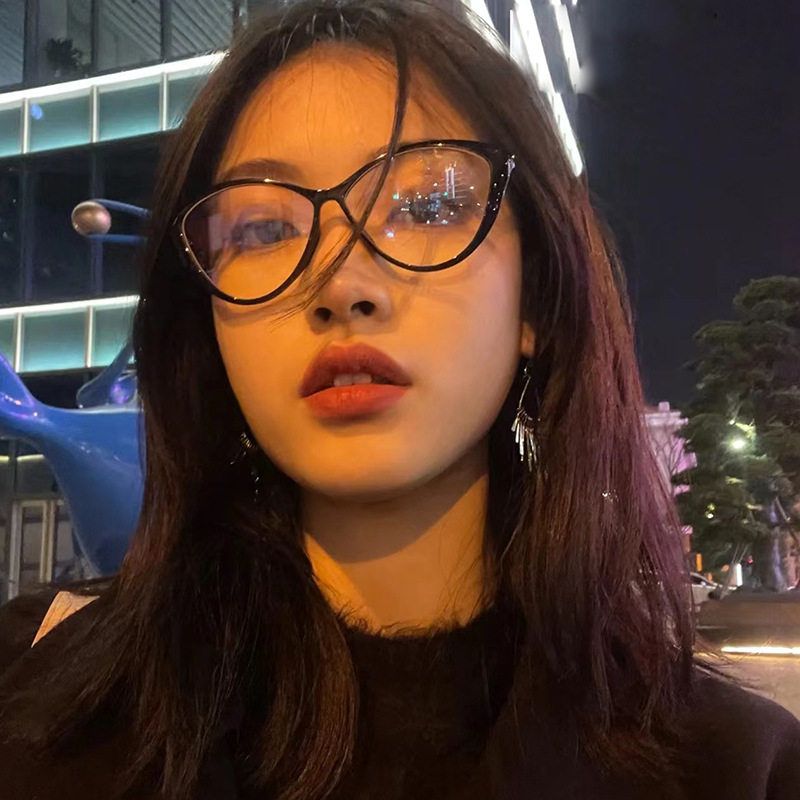 Anke European and American Style Personalized Cat-Eye Tortoiseshell Color Glasses Frame Can Be Equipped with Prescription Internet Celebrity Street Photography Butterfly-Shaped Plain Makeup 7212