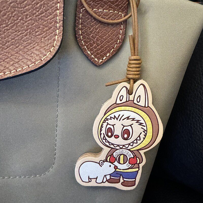 Cute Cartoon Pendants Vegetable Tanned Leather Thickened First Layer Genuine Leather Pendants Keychains Wholesale