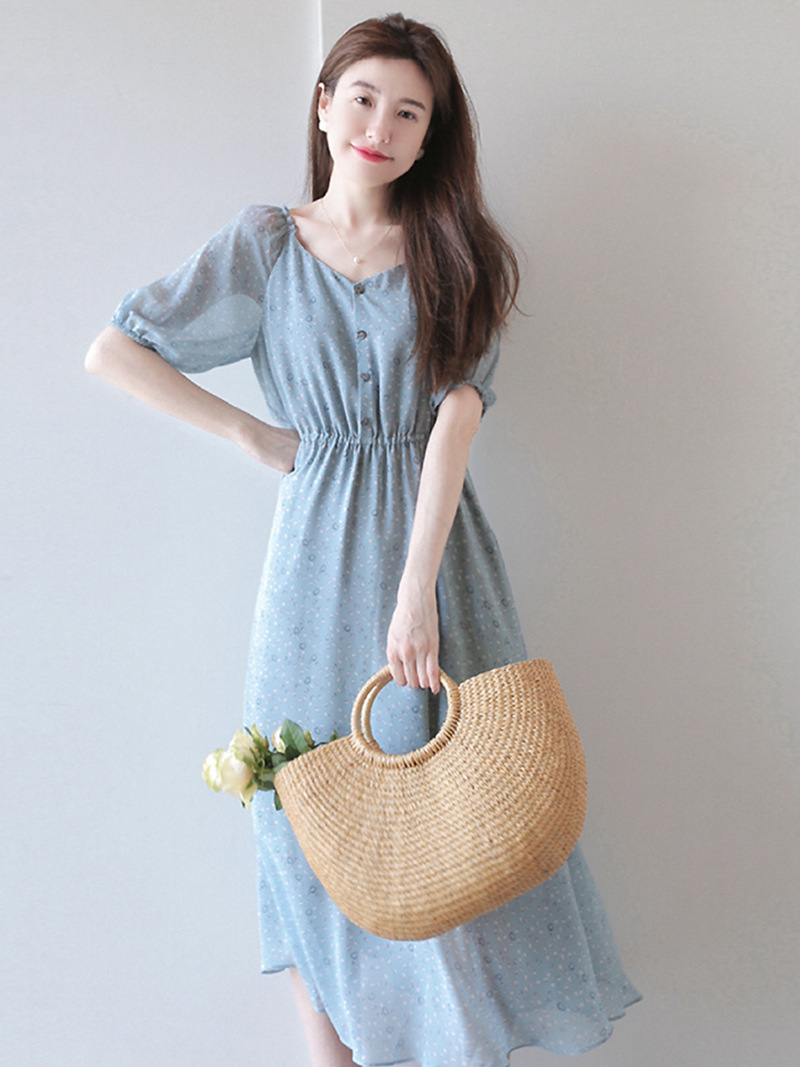 (Mới) Mã K7247 Giá 1290K: Váy Đầm Liền Thân Dáng Dài Nữ Dotdc Tay Phồng Hàng Mùa Hè Họa Tiết Hoa Thời Trang Nữ Chất Liệu G04 Sản Phẩm Mới, (Miễn Phí Vận Chuyển Toàn Quốc).