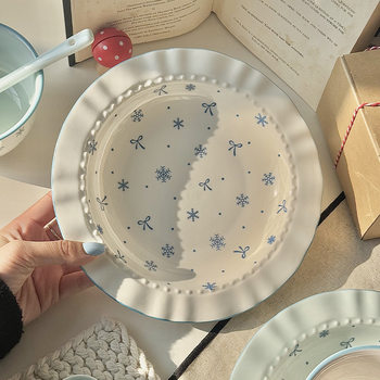 In Style Cute Dish Fruit Plate Tableware Ceramic Nice Plate 2025 New Style Beautiful Dinner Plate Household Dish Plate