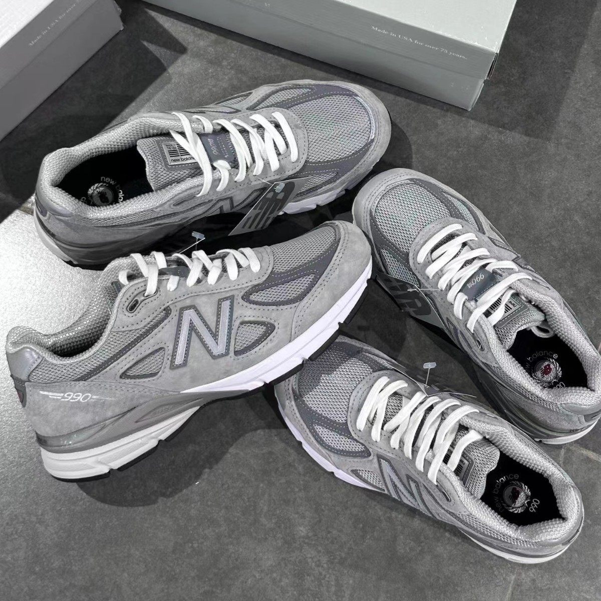 รองเท้ากีฬาแนววินเทจ รุ่น NB990 V4 แบบไฮเอนด์ สไตล์อเมริกัน สำหรับผู้ชายและผู้หญิง รองเท้าคุณพ่อสำหรับวิ่ง ของแท้จาก Putian