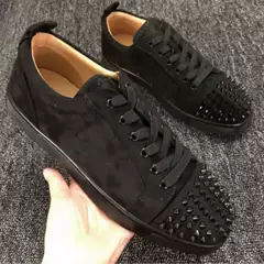 CL Red Sole Studded Men's Casual Sneakers, Unisex Rhinestone Shoes for Couples