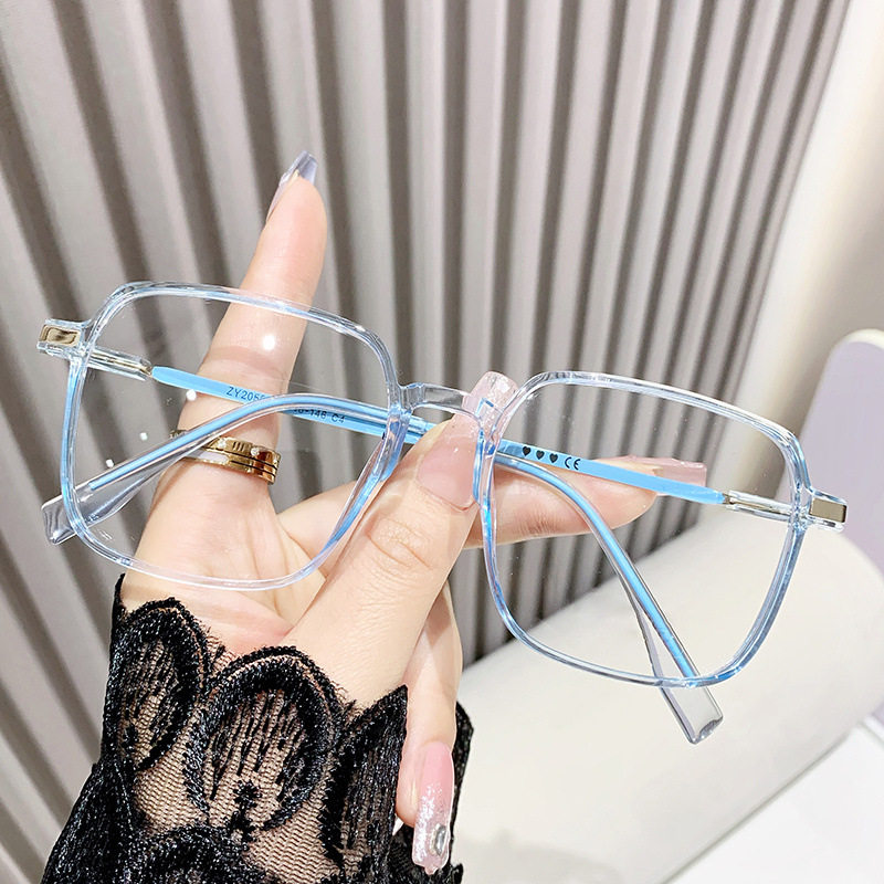 New Korean version of anti-blue light glasses frame fashion large frame square plain plain lens myopia finished glasses