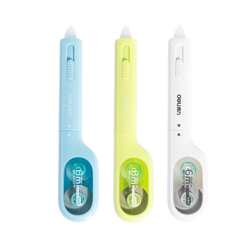 Deli X01 Pen Correction Tape 5Mm*6M for Elementary and Middle School Students, Replaceable Core, Silent, Large Capacity