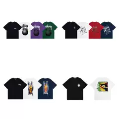 25Ss Export Cross-Border European and American Trendy Brand West Black 8 Dice Short-Sleeved Pure Cotton Couple Style Summer Loose T-Shirt for Men and Women