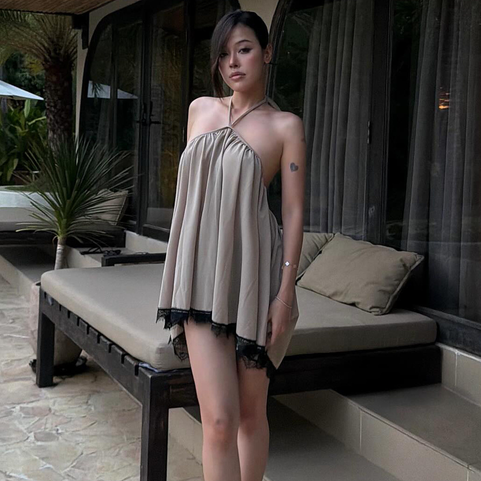 Summer Satin Off Shoulder Dress Sexy Backless Loose Fit Deep V Neck Elegant Evening Wear Wholesale Available